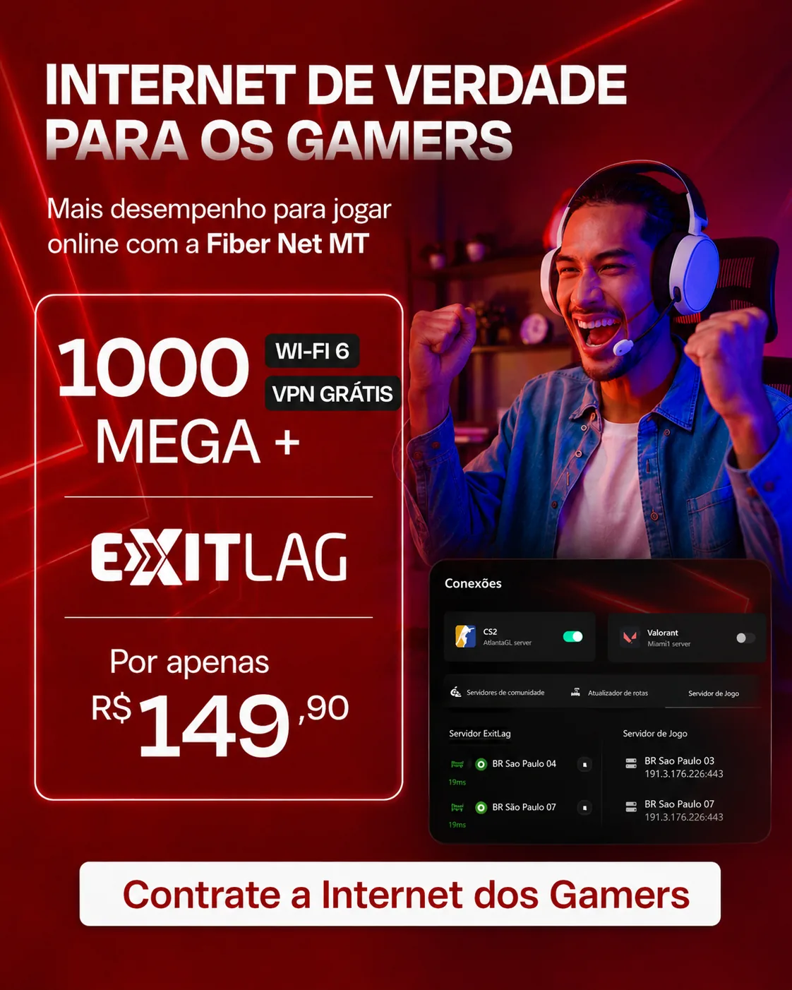 Internet de verdade para os gamers — 1000 Mega por R$149,90